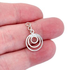 Estate Sterling Silver 925 Geometric Circle Pendant
